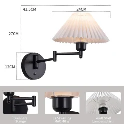 NETTLIFE Applique murale d'intérieur vintage : E27 abat-jour rétro éclairage mural orientable 40W.MAX blanc sans ampoule