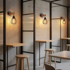 NETTLIFE Applique murale avec interrupteur applique vintage : applique murale en bois noir E27 industriel