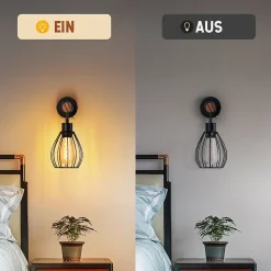 NETTLIFE Applique murale avec interrupteur applique vintage : applique murale en bois noir E27 industriel