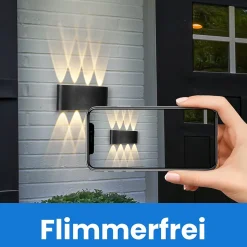 NETTLIFE Applique murale LED pour intérieur : lot de 1 appliques murales extérieures noires haut vers le bas 7 W IP65