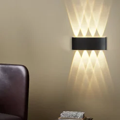 NETTLIFE Applique murale LED pour intérieur : lot de 1 appliques murales extérieures noires haut vers le bas 7 W IP65