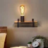 Nettlife Applique murale vintage E27, bois, 23cm, design industriel, max 40W, pour couloir/salon