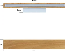 Nettlife Applique murale LED 52cm, bois, 17W, blanc chaud 3000K, design up/down, pour couloir