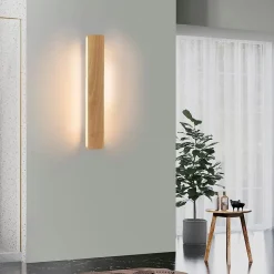 Nettlife Applique murale LED 52cm, bois, 17W, blanc chaud 3000K, design up/down, pour couloir