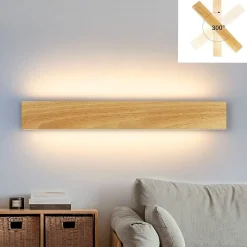 Nettlife Applique murale LED 52cm, bois, 17W, blanc chaud 3000K, design up/down, pour couloir