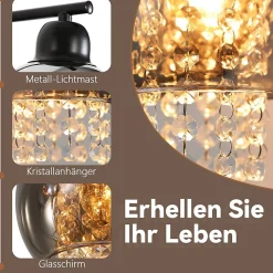 Nettlife Applique murale en verre gris fumé, boule en cristal E27, moderne, pour chambre/couloir