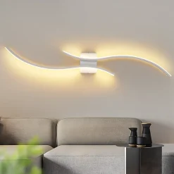 NETTLIFE Applique murale LED d'intérieur - 14W lampe de couloir 100CM lampe d'escalier blanche design vague moderne 3000K