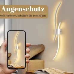 NETTLIFE Applique murale LED d'intérieur - 14W lampe de couloir 100CM lampe d'escalier blanche design vague moderne 3000K