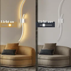 NETTLIFE Applique murale LED d'intérieur - 14W lampe de couloir 100CM lampe d'escalier blanche design vague moderne 3000K