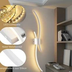 NETTLIFE Applique murale LED d'intérieur - 14W lampe de couloir 100CM lampe d'escalier blanche design vague moderne 3000K