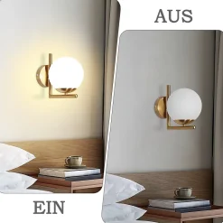 NETTLIFE Applique murale vintage boule de verre dorée E27 lampe murale d'intérieur chambre escalier