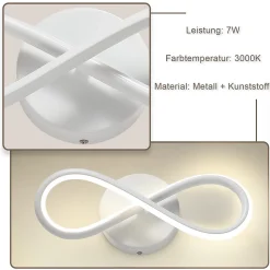 NETTLIFE Applique murale LED 7 W design incurvé blanc chaud 3000 K pour escalier d'intérieur