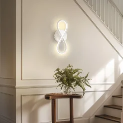 NETTLIFE Applique murale LED 7 W design incurvé blanc chaud 3000 K pour escalier d'intérieur