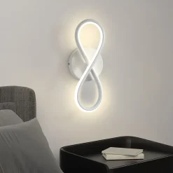 NETTLIFE Applique murale LED 7 W design incurvé blanc chaud 3000 K pour escalier d'intérieur
