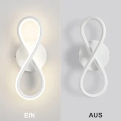 NETTLIFE Applique murale LED 7 W design incurvé blanc chaud 3000 K pour escalier d'intérieur