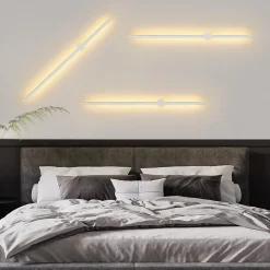 NETTLIFE Applique Murale Intérieur Applique LED 60CM Blanc Design Moderne Lampe Escalier Blanc Chaud 3000K Pivotante