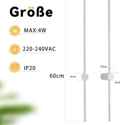 NETTLIFE Applique Murale Intérieur Applique LED 60CM Blanc Design Moderne Lampe Escalier Blanc Chaud 3000K Pivotante