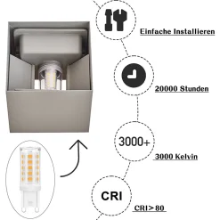 NETTLIFE Applique Murale LED Int Ext, Blanc Chaud IP65, pour Maison, Chambre, Couloir, Cage d Escalier