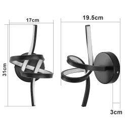 NETTLIFE Applique murale LED Noir Intérieur 7W Blanc chaud 3000K Escalier Moderne Aluminium