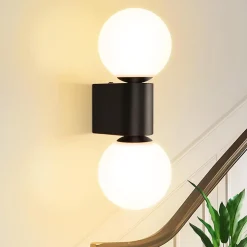 NETTLIFE Applique murale d'intérieur moderne en verre blanc noir 2 ampoules max 25W G9 (sans ampoule)