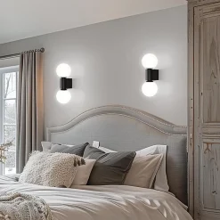 NETTLIFE Applique murale d'intérieur moderne en verre blanc noir 2 ampoules max 25W G9 (sans ampoule)