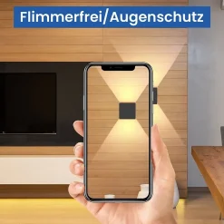 NETTLIFE Applique murale LED extérieure 5W IP65, noir, blanc chaud 3000K