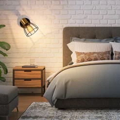 Nettlife Applique murale d'intérieur, style vintage - noire, spot mural à une ampoule, lampe de couloir, E14, (Sans ampoule)