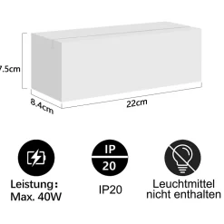 NETTLIFE Applique murale d'intérieur en plâtre blanc G9 moderne pour couloir, escalier, haut et bas