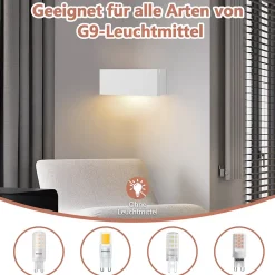 NETTLIFE Applique murale d'intérieur en plâtre blanc G9 moderne pour couloir, escalier, haut et bas