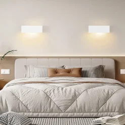 NETTLIFE Applique murale d'intérieur en plâtre blanc G9 moderne pour couloir, escalier, haut et bas