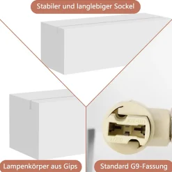 NETTLIFE Applique murale d'intérieur en plâtre blanc G9 moderne pour couloir, escalier, haut et bas