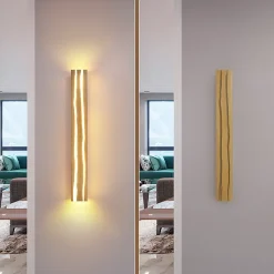 Nettlife Applique Murale LED Bois Intérieur 80cm - Lampe Salon 13W Blanc Chaud 3000K, Design Moderne