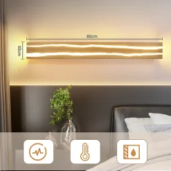 Nettlife Applique Murale LED Bois Intérieur 80cm - Lampe Salon 13W Blanc Chaud 3000K, Design Moderne