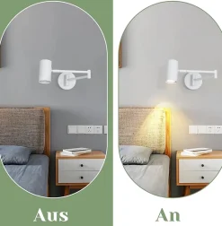 NETTLIFE Applique murale d'intérieur GU10 - lampe de chambre à coucher spot mural appliques murales moderne blanc sans ampoule