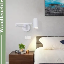 NETTLIFE Applique murale d'intérieur GU10 - lampe de chambre à coucher spot mural appliques murales moderne blanc sans ampoule