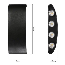 NETTLIFE Applique murale LED pour intérieur : lot de 2 appliques murales extérieures noires haut vers le bas 7 W IP65