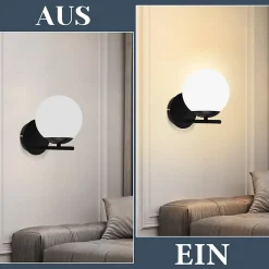 NETTLIFE Applique Noir Intérieure - E27 Métal Design Moderne en verre Lampe de Lit Applique Salle de Bain Vintage Lampe de Couloir