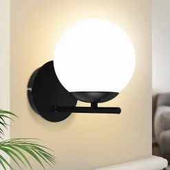 NETTLIFE Applique Noir Intérieure - E27 Métal Design Moderne en verre Lampe de Lit Applique Salle de Bain Vintage Lampe de Couloir