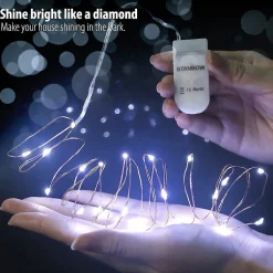 NETTLIFE Guirlande Lumineuse LED Pack de 8 Fil de Cuivre Blanc Froid 2M avec Chaîne Lumineuse à Batterie