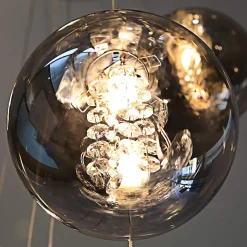 NETTLIFE Hauteur réglable Table à manger Lampe suspendue Verre Cage descalier Moderne 15 flammes Lustre