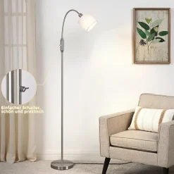 NETTLIFE Lampadaire 1 flamme Salon Liseuse - E14 Vintage Rotation Abat-jour Boho Industriel Lampe sur pied Couloir Chambre