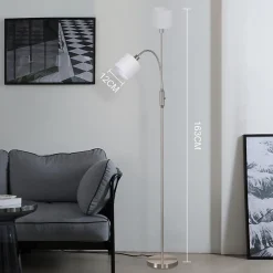 NETTLIFE Lampadaire 1 flamme Salon Liseuse - E14 Vintage Rotation Abat-jour Boho Industriel Lampe sur pied Couloir Chambre