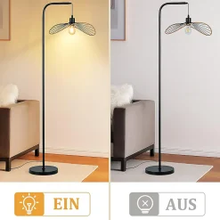 Nettlife Lampadaire Arc Vintage Noir - Lampe sur Pied Métal E27 Industriel Interrupteur à Pied, pour Salon Bureau (Sans Ampoule)