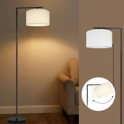 NETTLIFE Lampadaire E27 lampe sur Pied interrupteur pied 166cm abat-jour tissu design max. 40W - sans ampoule