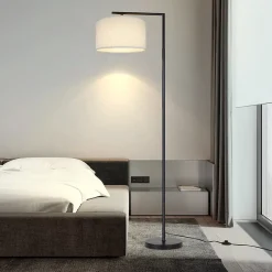 NETTLIFE Lampadaire E27 lampe sur Pied interrupteur pied 166cm abat-jour tissu design max. 40W - sans ampoule