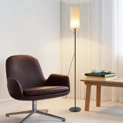 NETTLIFE Lampadaire LED à Intensité Variable Rétro Abat-jour En Tissu Pour Salon Avec Interrupteur à Tirette