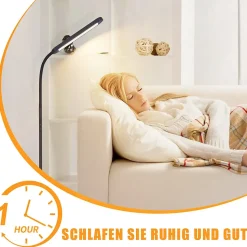 NETTLIFE Lampadaire LED Salon Dimmable Noir Lampadaire 11w 360 Flexible Canapé