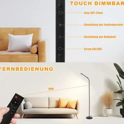 NETTLIFE Lampadaire LED Salon Dimmable Noir Lampadaire 11w 360 Flexible Canapé