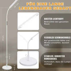 NETTLIFE Lampadaire LED Salon Dimmable Blanc Lampadaire 11w 360 Flexible Canapé