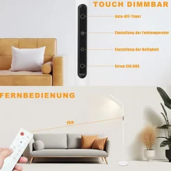 NETTLIFE Lampadaire LED Salon Dimmable Blanc Lampadaire 11w 360 Flexible Canapé